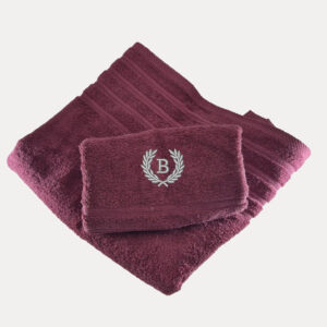 Προσωποποιημένη  Πετσέτα  με κέντημα ΣκούροΜπορντό Denim OEKO-TEX®
