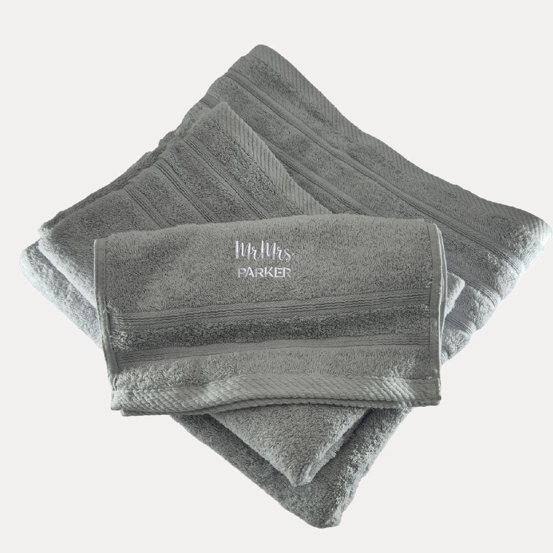 Προσωποποιημένη Πετσέτα με κέντημα ΑνοιχτόΓκρί Denim OEKO-TEX® - Image 2